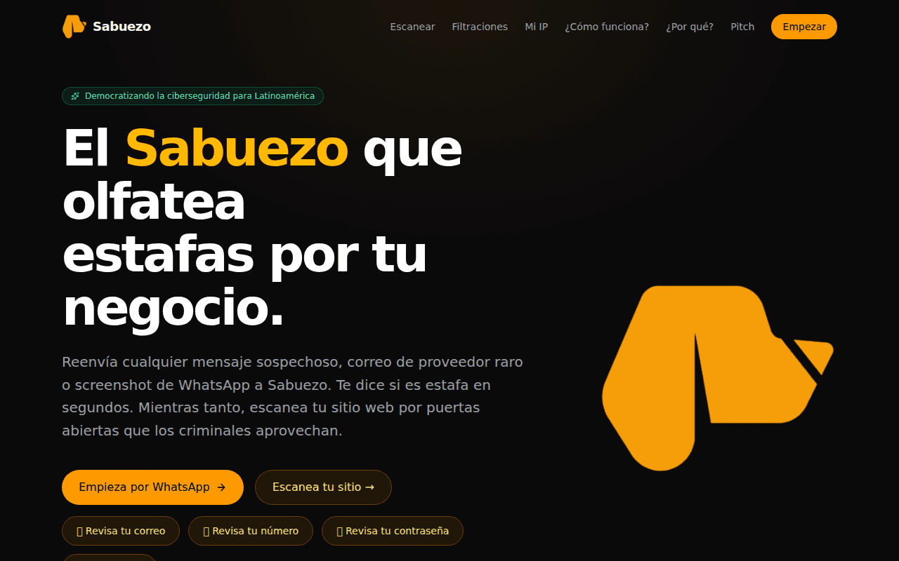 Sabuezo - Anti-Fraud WhatsApp Bot for Latin American SMBs