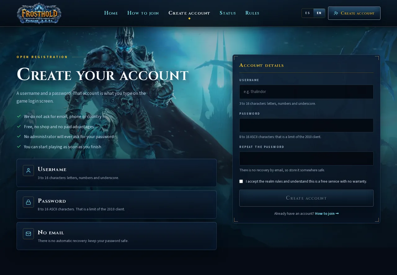 Frosthold — Private WoW 3.3.5a Realm, Armory & Launcher - Image 4